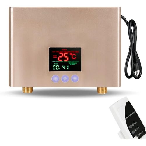 3000w Mini Chauffe-eau séns Réservoir Sous évier 220v Système De Chauffage De Lavage Thermostatique Avec Télécommande Affichage Numérique Pour La Maison, La Cuisine, La sélle De Bain (or)-