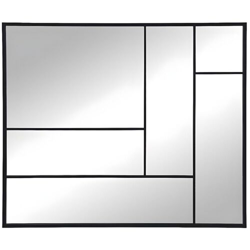 Vente-unique - Miroir Industriel Déstructuré En Métal - L. 150 X H. 130 Cm - Noir - Maldonia