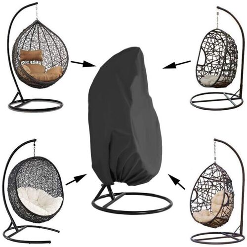 Housse De Fauteuil Suspendu Jardin Rotin Osier Fauteuil Suspendu Imperméable Housse Housse De Protection Pour Ufs Chaise Résistant À L'eau Et À La Poussière - 190 X115cm, Noir