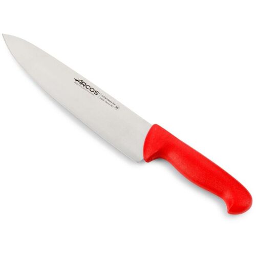 Couteau De Chef Arcos Couleur - Prof 292222 En Acier Inoxydable Nitrum Et Mango Polypropylène Rouge Ergonomique Avec Lame De 25 Cm, Vitrine.