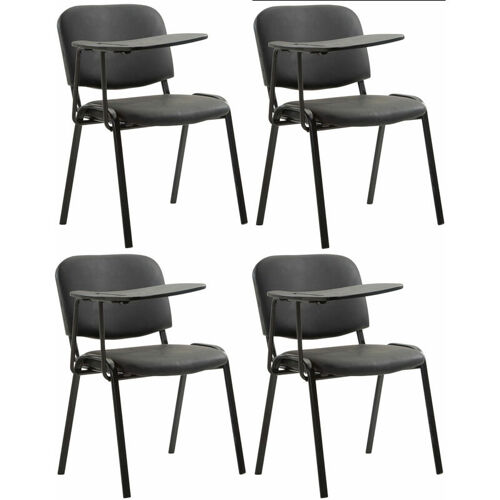 Lot De 4 Chaises Ken En Similicuir Avec Tablette Rabattable Noir