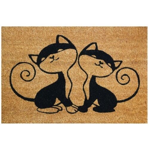 Tapis Coco Naturel Chats 40x60cm - Idmat