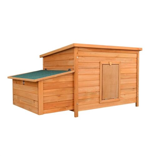 Helloshop26 - Poulailler Compact Pratique Toit Hydrofuge Avec Nichoir 136 Cm Bois Brun