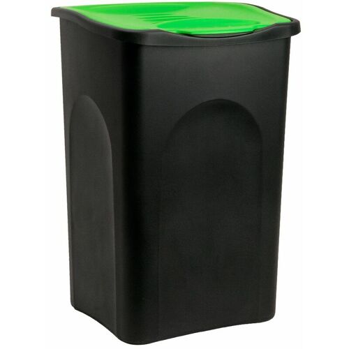 Poubelle 50 Litres - Avec Couvercle - Collecteur De Déchets - 3 Couleurs Noir/vert