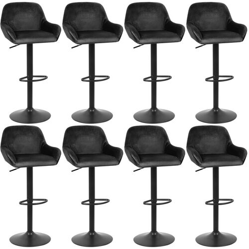 Lot De 8 Tabourets De Bar Haloyo Tissu Noir Métal Noir Mat Tabouret De Bar Tissu