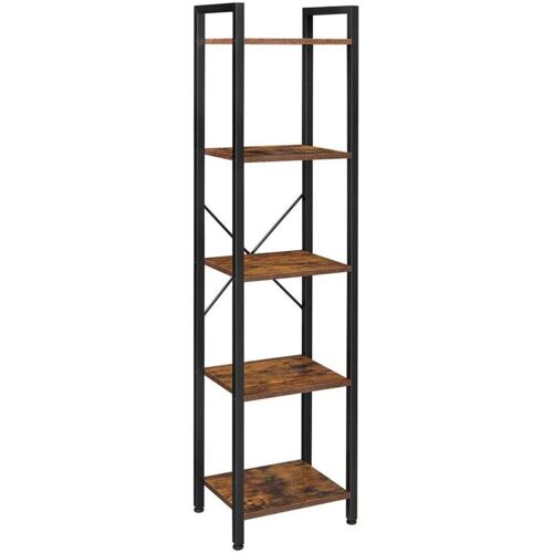 étagère à 5 Niveaux Bibliothèque Meuble De Rangement Avec Structure En Acier Pour sélon Bureau Entrée Style Industriel Marron 153 Cm Rustique Et Noir
