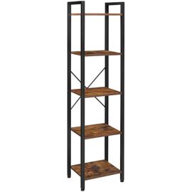 étagère à 5 Niveaux Bibliothèque Meuble De Rangement Avec Structure En Acier Pour sélon Bureau Entrée Style Industriel Marron 153 Cm Rustique Et Noir