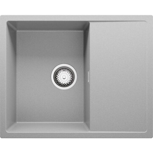 Primagran - Evier Cuisine En Granit 62x50cm, Lavabo 1 Bac + Kit De Vidage, évier à Encastrer Au Meuble 45cm - Ibiza, Gris