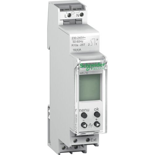 Schneider Electric - Acti9 Ihp+ - Inter Horaire Compact - 1 Canal 24h/7j Réserve Marche 84 Commutat - Cct15838