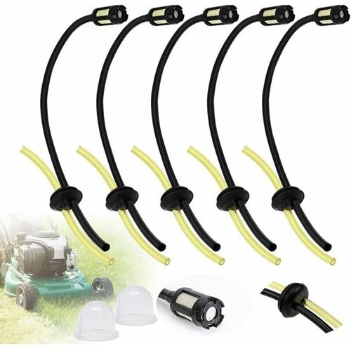 5 Pcs Durite Essence Debrousséilleuse En Caoutchouc Kit De Joint De Tuyau D'Essence Avec Filtre Universel Filtre à Essence Ave 2 Ampoules D'Apprêt Pour Tondeuse à Gazon(27cm)