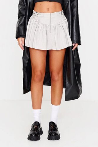 Minijupe - Gris Clair- Pretty Little Thing Femme 6 Standard (Uk) Gris