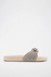 Mules En Nubuck Pescura Flat Gris Clair Gris