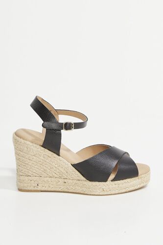 Sandales Compensées En Cuir Judith - Noir Femme 40 Noir