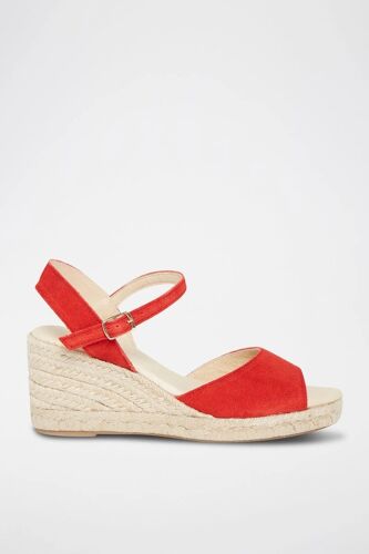 Sandales Compensées En Nubuck Nausica Rouge Rouge