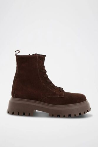 Bottines Plateformes En Croûte De Nubuck Loupi - Marron Femme 41 Marron