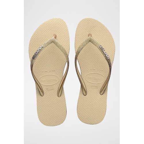 Tongs Slim Sparkle - Beige Et Doré Femme 33-34 Beige/Doré