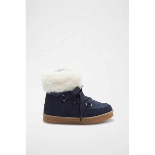 Chaussures Bottines Fourrées Bleu Marine Obaïbi Blanc/bleu