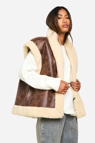 Veste Sans Manches - Marron Femme 14 (Uk) Beige/Marron