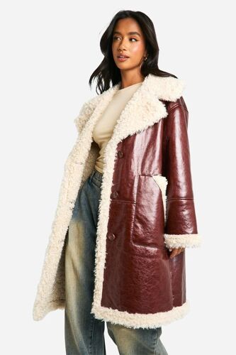 Manteau - Marron Foncé Femme 12 (Uk) Blanc/Marron