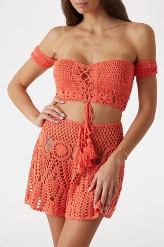 Crop Top Bustier - Corail Femme Xl Rouge