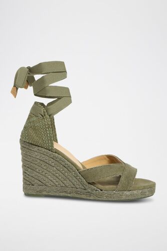 Chaussures Espadrilles Compensées En Coton Biologique Bailey Vert Kakis Castañer Vert