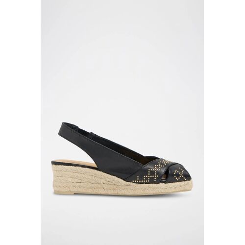 Chaussures Espadrilles Compensées En Cuir Diana Noirs Castañer Noir/doré