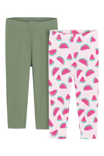 2 Leggings - Kaki Et Blanc Femme 13 Ans Blanc/Vert