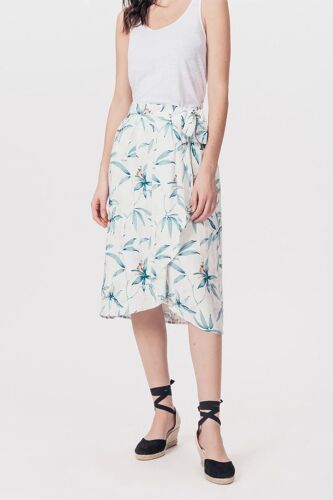 Jupe Portefeuille Taille Haute Jules - Blanc Et Bleu Femme 36 Blanc/Bleu/Orange