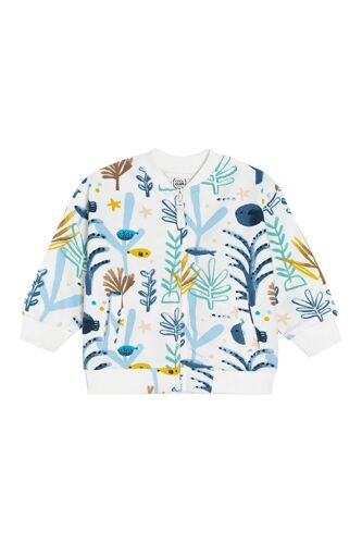 Sweat - Blanc Femme 1/3 Mois Blanc/Bleu/Vert