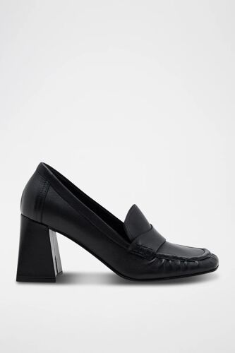 Mocassins Talons En Cuir Narcisse Noir Noir