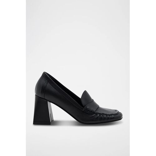 Mocassins Talons En Cuir Narcisse Noir Noir