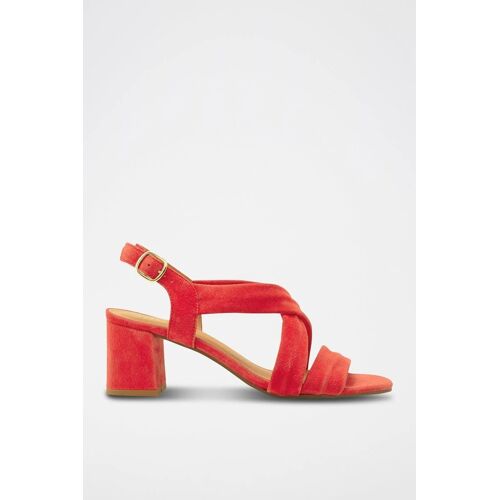 Sandales À Talons En Cuir De Chèvre Nubuck Vizzo Rouge Femme 36 Rouge