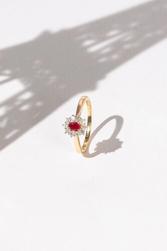 Bague Joal - Or Jaune, Rubis Et Diamants Femme 52 Doré