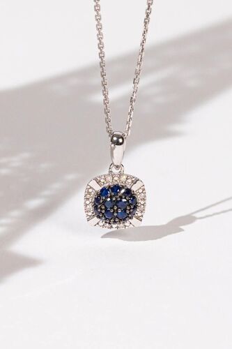 Pendentif Manado - Or Blanc, Diamants Et Saphirs Femme Ns Blanc/Argenté