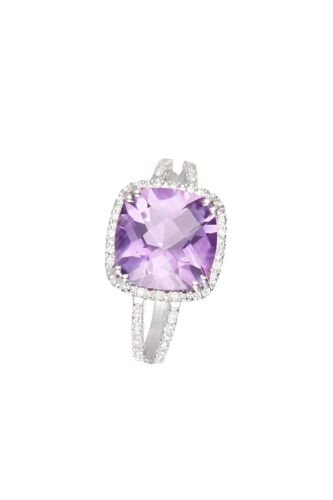 Bague Divine Améthyste - Or Blanc, Diamants Et Améthyste Femme 56 Blanc/Argenté
