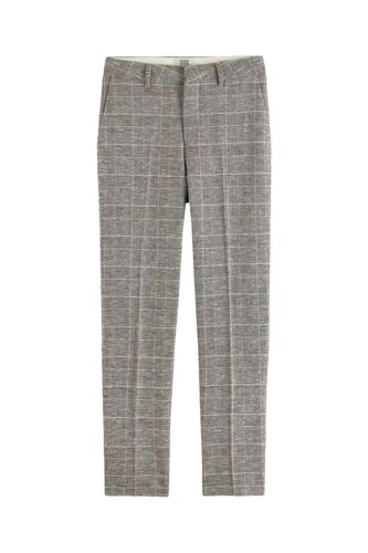 Pantalon Slim Taille Haute En Lin - Beige Femme W24l32 (Us) Blanc/Noir/Beige