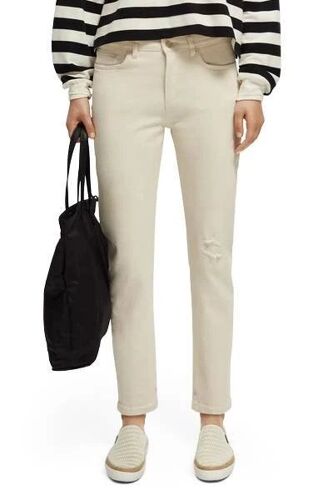 Jean Taille Haute Slim Fit - Beige Femme 24/32 (Us) Beige