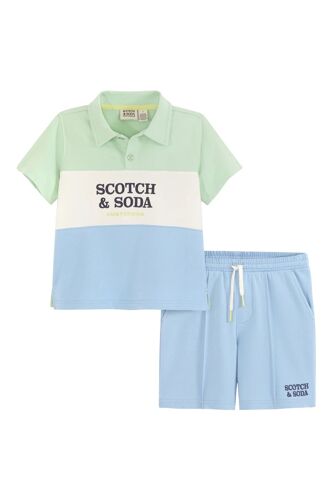Polo Et Short - Vert Et Bleu Clair Homme Enfant (3 Ans Et +) Blanc/Bleu/Vert