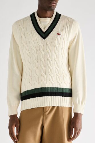 Pull Classic Fit Sans Manches En Laine - Blanc Homme 4xl (Fr) Blanc/Noir/Vert