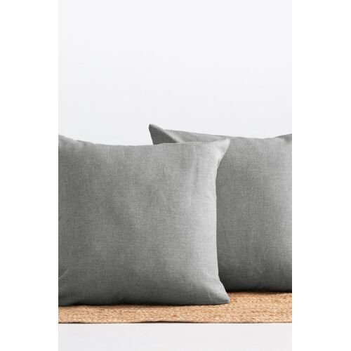 Lot 2 Housse De Coussin Uni En Coton Doux Gris Foncé 45x45 Cm