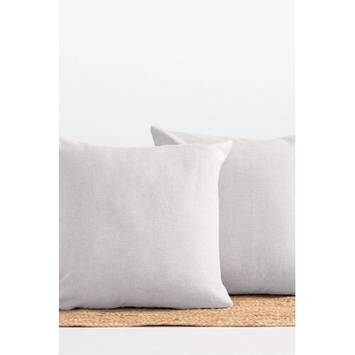 Lot 2 Housse De Coussin Uni En Coton Doux Gris Clair 45x45 Cm