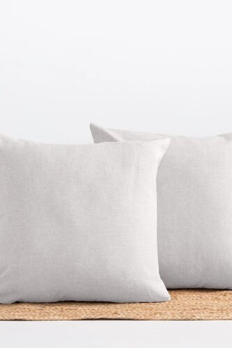 Lot 2 Housse De Coussin Uni En Coton Doux Gris Clair 45x45 Cm