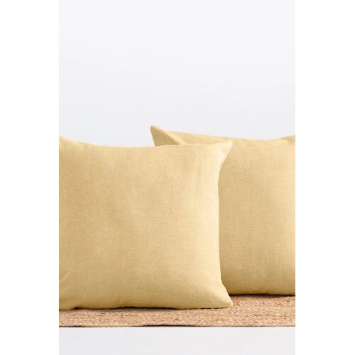 Lot 2 Housse De Coussin Uni En Coton Doux Pierre 45x45 Cm