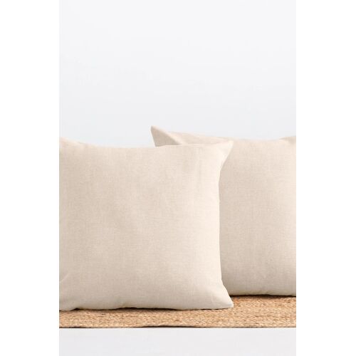 Lot 2 Housse De Coussin Uni En Coton Doux Écru 45x45 Cm
