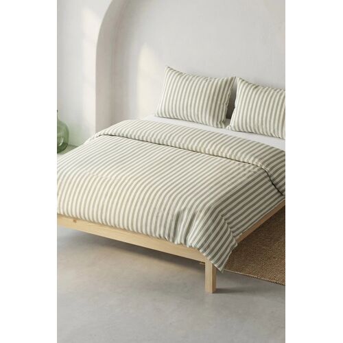 Housse De Couette 100% Coton Vert 220x220 Cm + 2(45x75) Cm