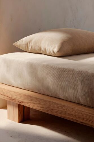 Drap-housse en coton - 144 fils/cm² - Beige 180x190/200 cm