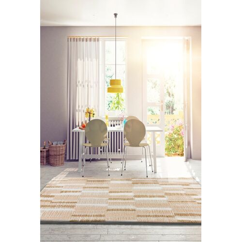 Tapis Shaggy Géométrique Beige 133x190 Cm