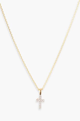 Pendentif Mini Croix - Or Jaune Et Diamants Femme Ns Jaune