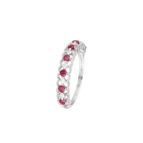 Bague Koh Samui - Or Blanc, Diamants Et Rubis Femme 54 Rouge/Argenté