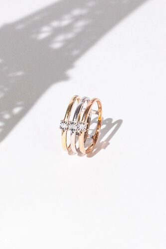 Bague Bario - Or Blanc, Or Jaune, Or Rose Et Diamants Femme 48 Rose/Doré/Argenté